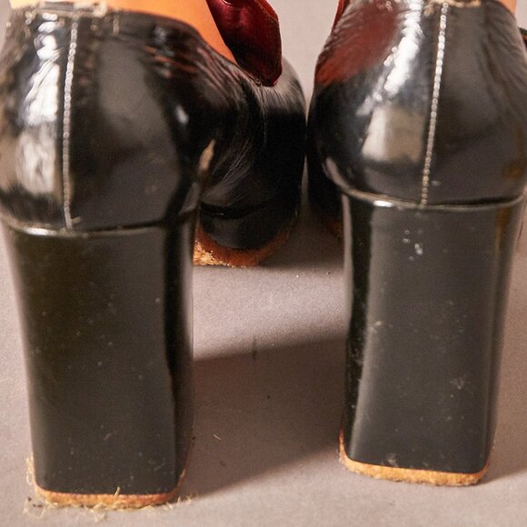 1970s Chunks Platform Suede Strip Loafer Heels - Picture 10 of 14